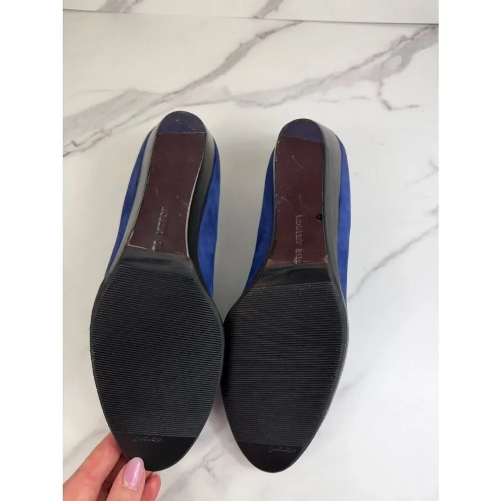 Robert Zur Blue Nubuck Wedge Shoes Slip On Comfort Flats Size 8.5-9